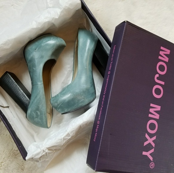 👠RARE👠MOJO MOXY revenge blue pump stacked heels - Picture 7 of 8